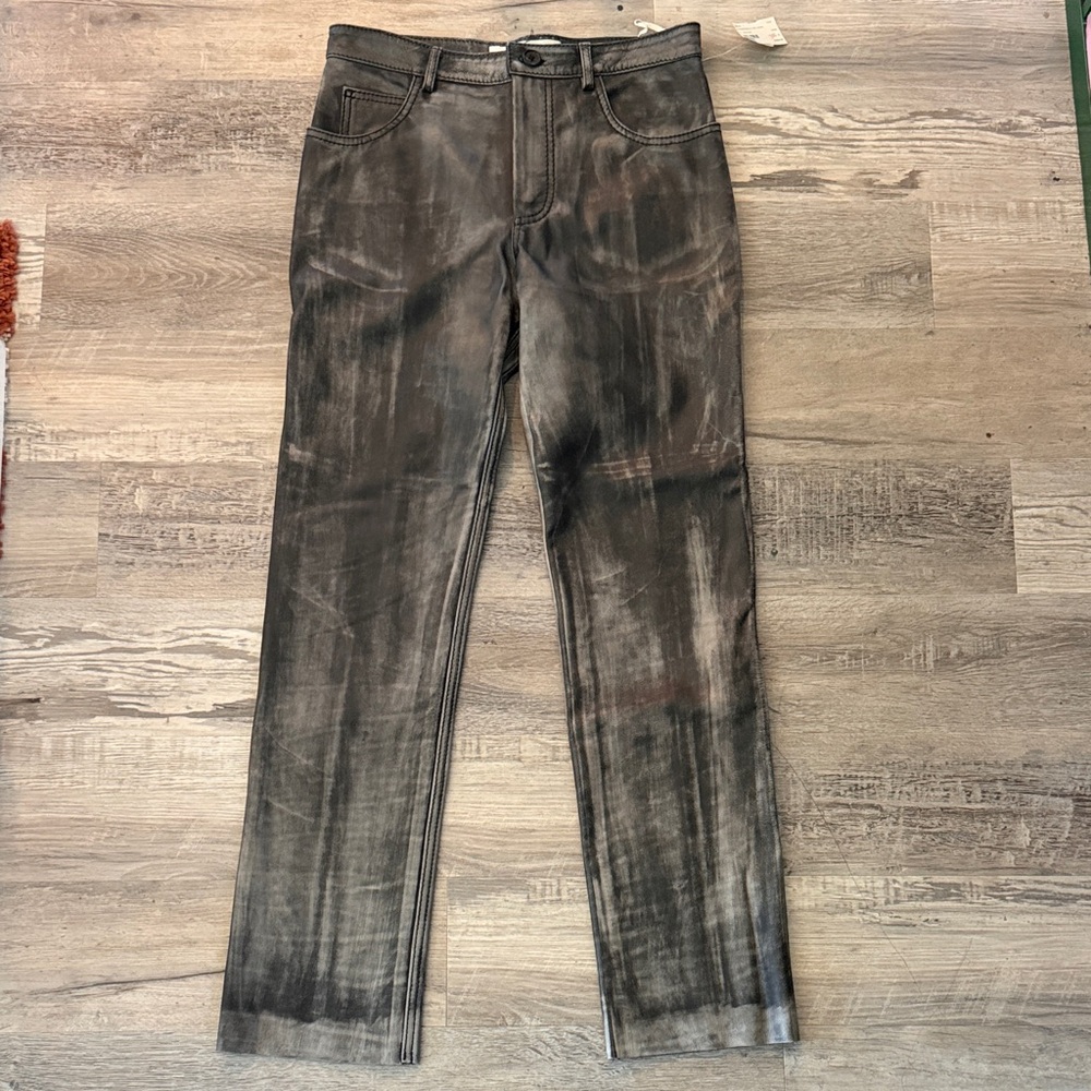 Marni Washed Black Calf Leather Pants